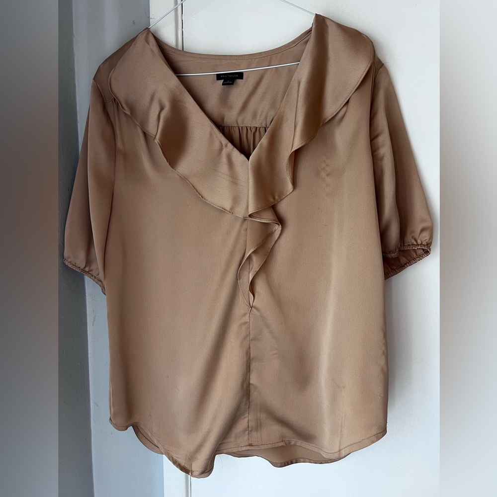 Ann Taylor Ruffle V Neck Top